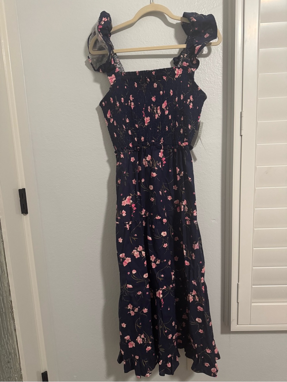 Chelsea28 Navy Maxi Dress with Pink Floral Print